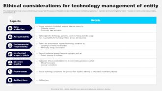 Ethical Considerations For Technology Management Of Entity