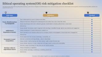 Ethical Operating System OS Risk Mitigation Checklist Building Responsible Organization