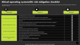 Ethical Operating Systemos Risk Mitigation Checklist Manage Technology Interaction With Society Playbook