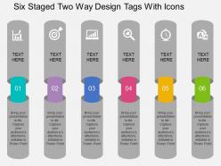 Eu six staged two way design tags with icons flat powerpoint design
