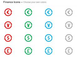 Euro pound yen dollar currency update ppt icons graphics