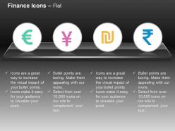 Euro yen rupee israel currency ppt icons graphics