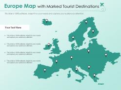 Europe map with marked tourist destinations