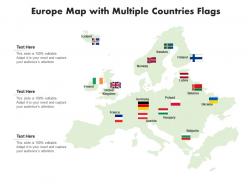 Europe map with multiple countries flags