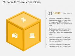 Ev cube with three icons sides flat powerpoint design