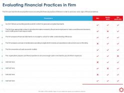 Evaluating financial practices in firm parameters ppt presentation styles maker