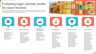Evaluating Target Customer Profile For Export Foreign Trade Business Plan BP SS