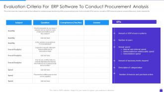Evaluation Criteria For ERP Software Purchasing Analytics Tools And Techniques