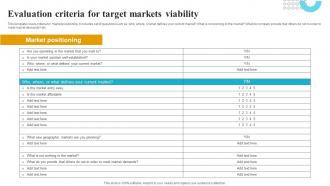 Evaluation Criteria For Target Markets Viability How To Create A Target Market Strategy Strategy Ss V
