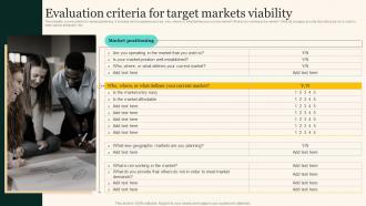 Evaluation Criteria For Target Markets Viability Marketing Strategies To Grow Your Audience