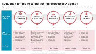 Evaluation Criteria To Select The Right Mobile Agency Best Seo Strategies To Make Website Mobile Friendly