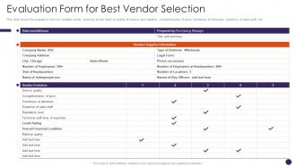 Evaluation Form For Best Vendor Selection Retail Merchandising Plan