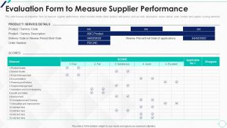 Evaluation Form To Measure Strategic Approach To Supplier Relationship Management