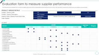 Evaluation Form To Measure Supplier Performance Supplier Relationship Management Introduction