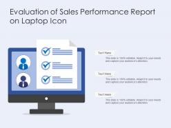 Evaluation Of Sales Performance Report On Laptop Icon