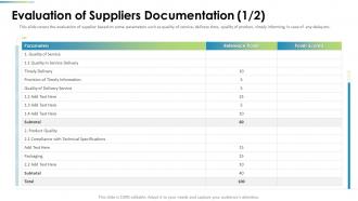 Evaluation Of Suppliers Documentation Service Procurement Analysis Ppt Topics