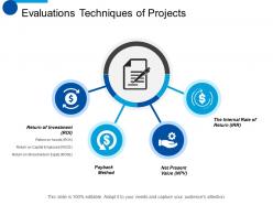 Evaluations techniques of projects payback method ppt summary designs download