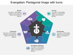 Evangelism pentagonal image with icons
