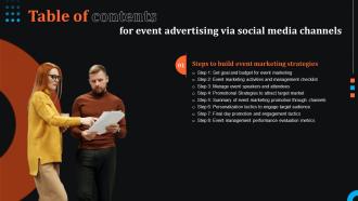 Event Advertising Via Social Media Channels Table Of Contents MKT SS V