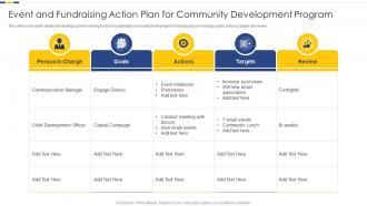 Event And Fundraising Action Plan For Community Development Program