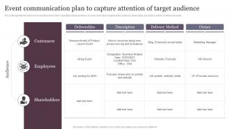 Event Communication Plan To Capture Attention Of Target Audience