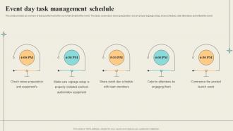 Event Day Task Management Schedule Ppt Powerpoint Presentation Gallery Background Images