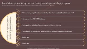 Event Description For Sprint Car Racing Event Sponsorship Proposal Ppt Clipart