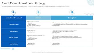 Event Driven Investment Strategy Hedge Fund Analysis For Higher Returns