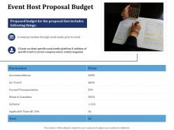 Event host proposal budget ppt powerpoint presentation icon templates
