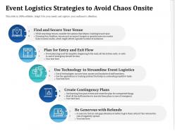 Event logistics strategies to avoid chaos onsite