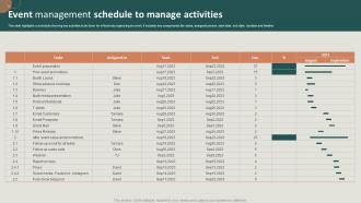 Event Management Schedule To Manage Activities