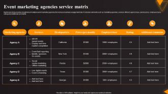 Event Marketing Agencies Service Matrix