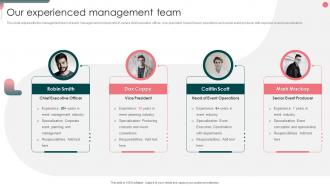 Event Organizer Company Profile Experienced Management Team