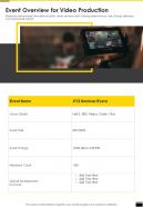 Event Overview For Video Production One Pager Sample Example Document
