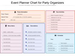 Event planner chart for party organizers