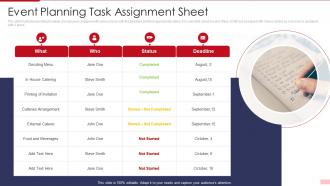 Event Planning Task Assignment Sheet