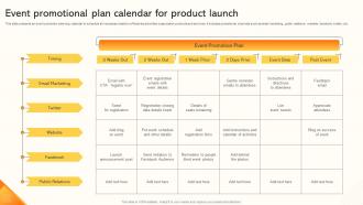 Event Promotional Plan Calendar For Product Launch