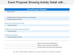 Event proposal showing activity detail with target participants and spectators