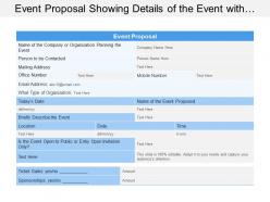 Event proposal showing details of the event with location data and time