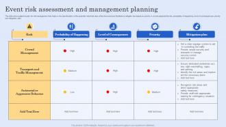 Event Risk Assessment And Management Planning