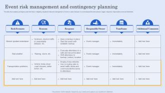 Event Risk Management And Contingency Planning
