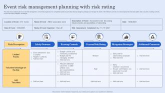 Event Risk Management Planning With Risk Rating