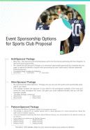 Event Sponsorship Options For Sports Club Proposal One Pager Sample Example Document