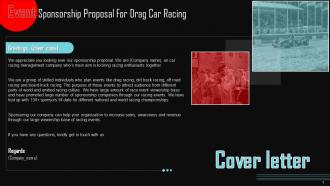Event Sponsorship Proposal For Drag Car Racing Powerpoint Presentation Slides Unique Adaptable