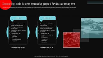 Event Sponsorship Proposal For Drag Car Racing Powerpoint Presentation Slides Customizable Adaptable