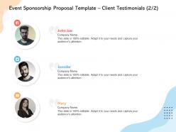 Event sponsorship proposal template client testimonials l12244 ppt powerpoint influencers