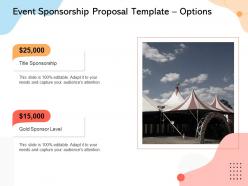 Event sponsorship proposal template options ppt powerpoint presentation icon deck