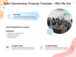 Event sponsorship proposal template who we are ppt powerpoint presentation infographics