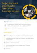 Event Video Coverage Services For Project Context And Objectives One Pager Sample Example Document
