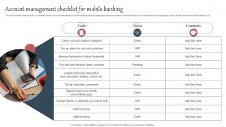 Everything About Mobile Banking Account Management Checklist For Mobile Banking Fin SS V